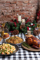 Mesa de navidad, año nuevo o acción de gracias. 