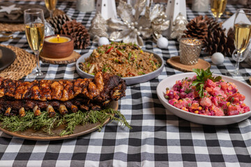 Mesa de navidad, año nuevo o acción de gracias. 