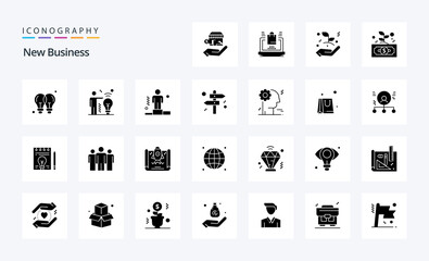 25 New Business Solid Glyph icon pack
