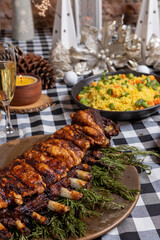 Mesa de navidad, año nuevo o acción de gracias. 