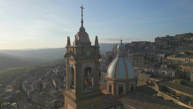 flying clockwise around Cathedral of San Giuliano in Caltagirone Sicily