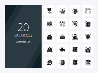 20 Valentines Day Solid Glyph icon for presentation