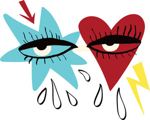 The magical mystical spiritualistic symbol of the Freaky bizarre eyes in retro glasses