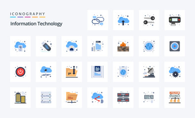 25 Information Technology Flat color icon pack