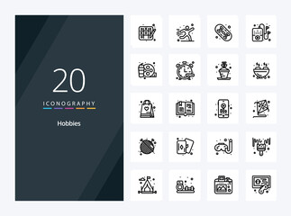 20 Hobbies Outline icon for presentation