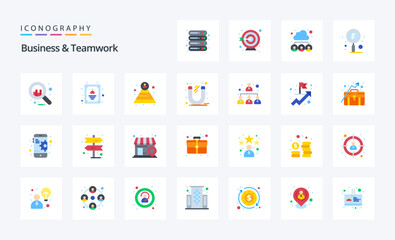 25 Business And Teamwork Flat color icon pack