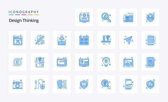 25 Design Thinking Blue icon pack