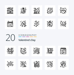 20 Valentines Day Line icon Pack like love calendar heart story love
