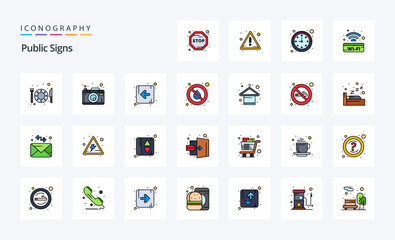 25 Public Signs Line Filled Style icon pack