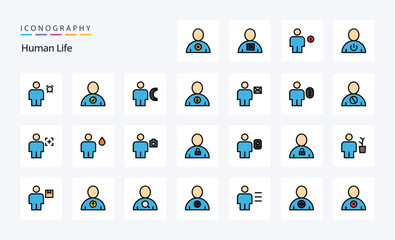 25 Human Line Filled Style icon pack