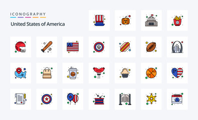 25 Usa Line Filled Style icon pack