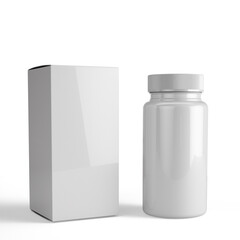 3d Illustration - Pills bottle and packaging