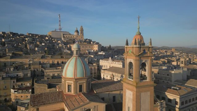 flying counter clockwise around Cathedral of San Giuliano in Caltagirone Sicily