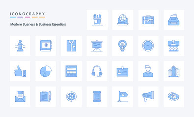 25 Modern Business And Business Essentials Blue icon pack