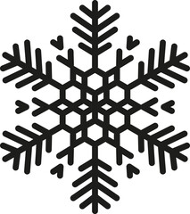 Vector snowflake icon. Simple geometric snow sign. Black illustration isolated on white (transparent) background. Winter snowflake silhouette. Christmas and New Year holidays theme graphic element