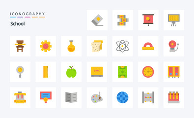 25 School Flat color icon pack