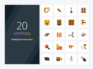 Fototapeta na wymiar 20 Building And Construction Flat Color icon for presentation