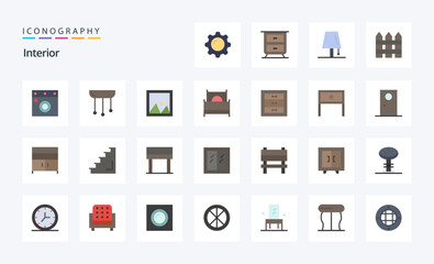 25 Interior Flat color icon pack