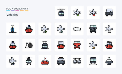 25 Vehicles Line Filled Style icon pack