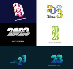 Fototapeta na wymiar Big Set of 2023 Happy New Year logo text design 2023 number design template