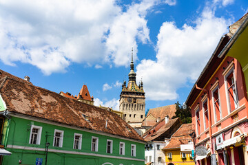Fototapeta premium Medieval fortified citadel of Sighisoara city and the famous Clock Tower