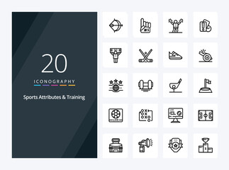 20 Sports Atributes And Sports Training Outline icon for presentation