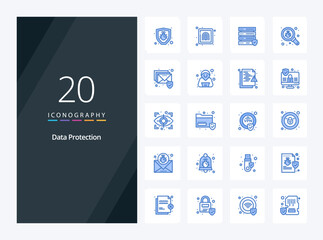 20 Data Protection Blue Color icon for presentation