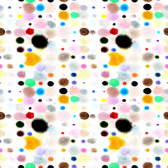 Colorful seamless watercolor round pattern.