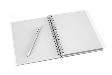 3d illustration - White notebook with hard cover and spiral rings