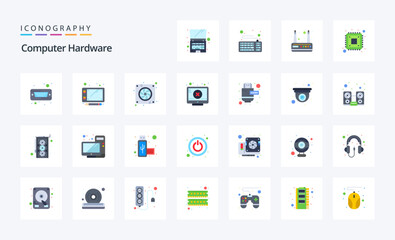 25 Computer Hardware Flat color icon pack