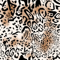 Seamless hand drawing leopard texture.