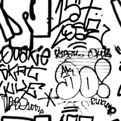 Seamless graffiti pattern, watercolor background, street art.