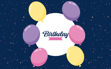 Fototapeta na wymiar Happy Birthday lettering text banner with balloon Background