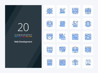 Fototapeta na wymiar 20 Web Development Blue Color icon for presentation