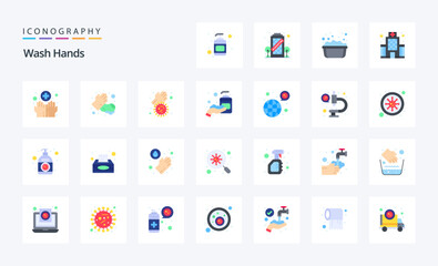 25 Wash Hands Flat color icon pack