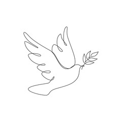 Dove one line. Peace symbol vector illustration.
