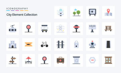 25 City Element Collection Flat color icon pack