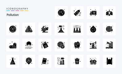 25 Pollution Solid Glyph icon pack