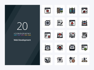 Fototapeta na wymiar 20 Web Development line Filled icon for presentation