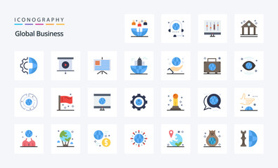 Fototapeta na wymiar 25 Global Business Flat color icon pack