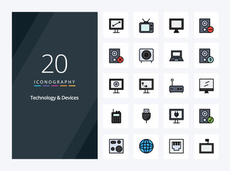 Fototapeta na wymiar 20 Devices line Filled icon for presentation