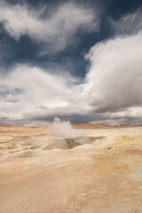 details of desert area with rocks, beautiful landscape with sky with clouds, nature wallpaper on sunny day, natural condition