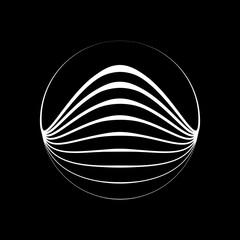 Abstract white lines in circle form. Minimal art. Vector geometric shape. Glitched lines. Design element for technology logo, symbol, tattoo, web pages, prints, posters, template, pattern, backdrop