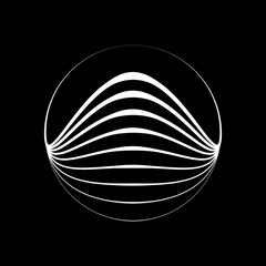 Abstract white lines in circle form. Minimal art. Vector geometric shape. Glitched lines. Design element for technology logo, symbol, tattoo, web pages, prints, posters, template, pattern, backdrop