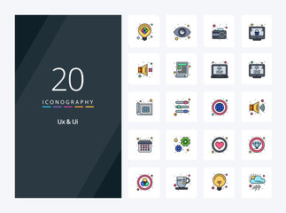 20 Ux And Ui line Filled icon for presentation