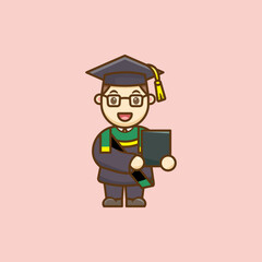 Happy graduation school university cute illustration