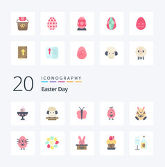 20 Easter Flat Color icon Pack like  easter flower egg easter egg