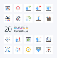 20 Business People Flat Color icon Pack like job employee corporate management manager human