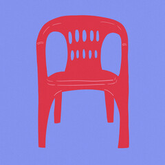 pink plastic bar chair blue background 