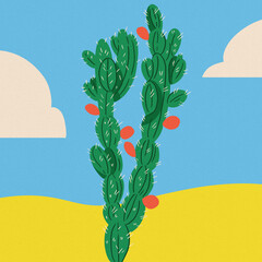 cactus blue sky yellow soil 